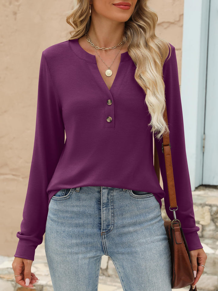 ANRABESS Women's Henley Long Sleeve Business Casual Top