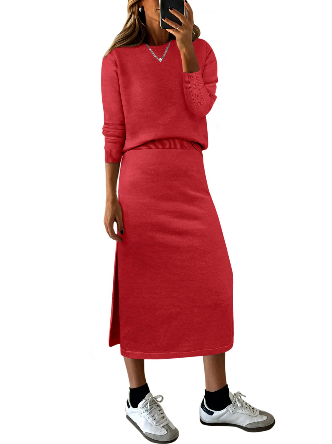 ANRABESS Lounge & Travel 2-Piece Striped Knit Set