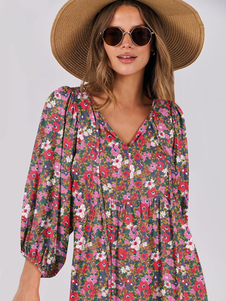 ANRABESS Women's Boho Floral V-Neck Maxi Dress