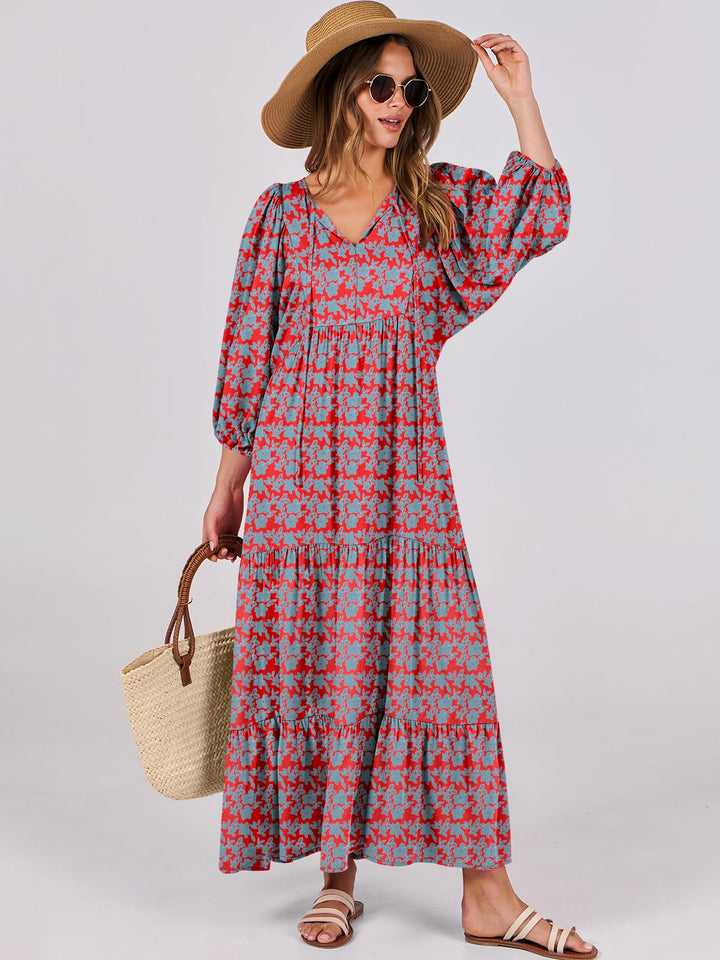 ANRABESS Women's Boho Floral V-Neck Maxi Dress