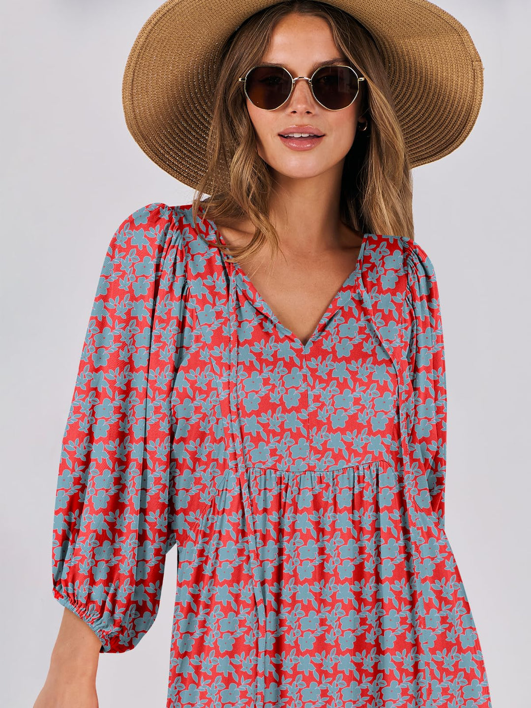 ANRABESS Women's Boho Floral V-Neck Maxi Dress