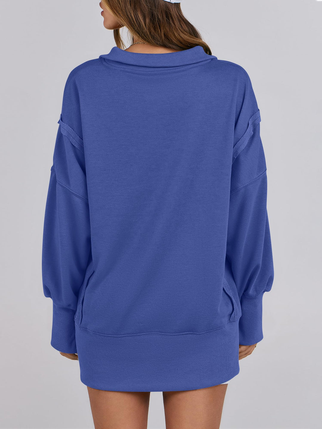 ANRABESS Women's Oversized Button-Up Henley Sweatshirt