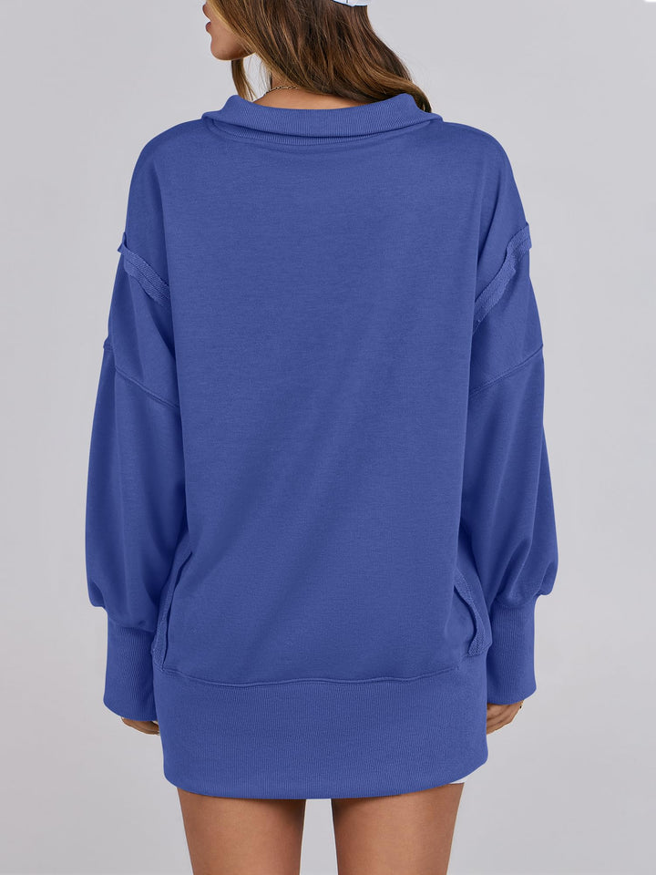 ANRABESS Women's Oversized Button-Up Henley Sweatshirt