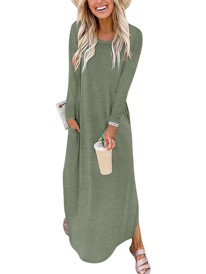 ANRABESS Casual Loose Maxi Dress for Travel with Pockets