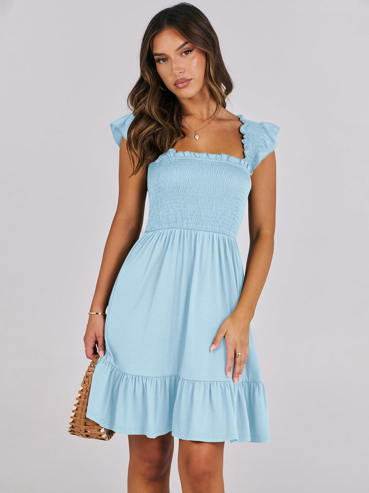 ANRABESS Boho Sleeveless Square Neck Beach Dress