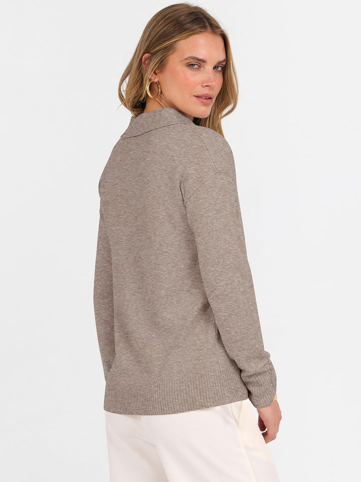 ANRABESS Women's Lightweight Polo V-Neck Knit Sweater