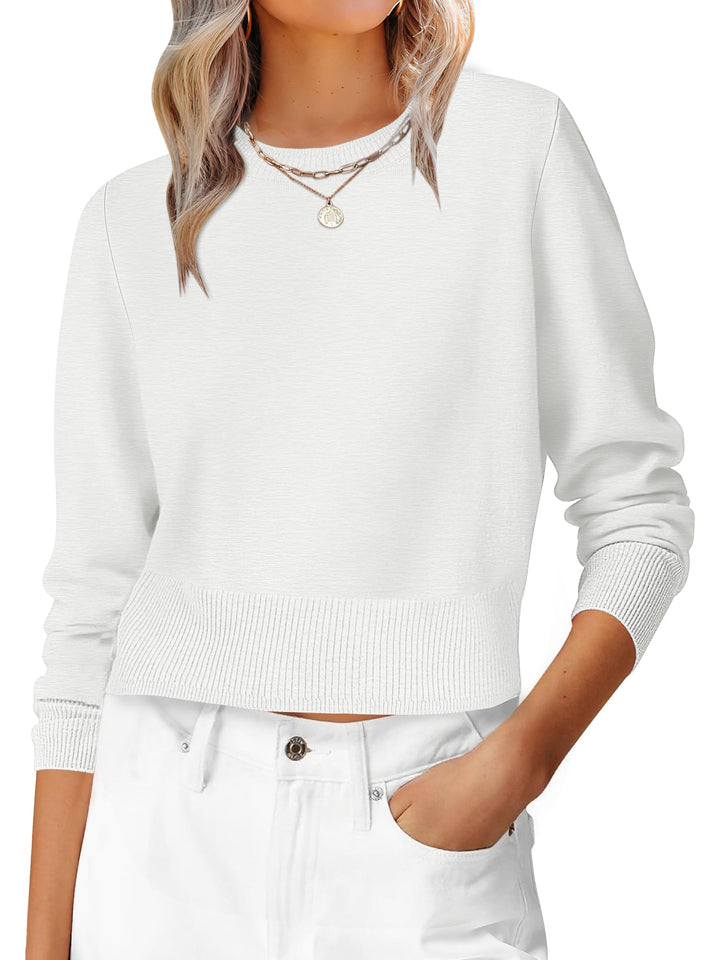 ANRABESS Women's Cropped Long Sleeve Lightweight Sweater