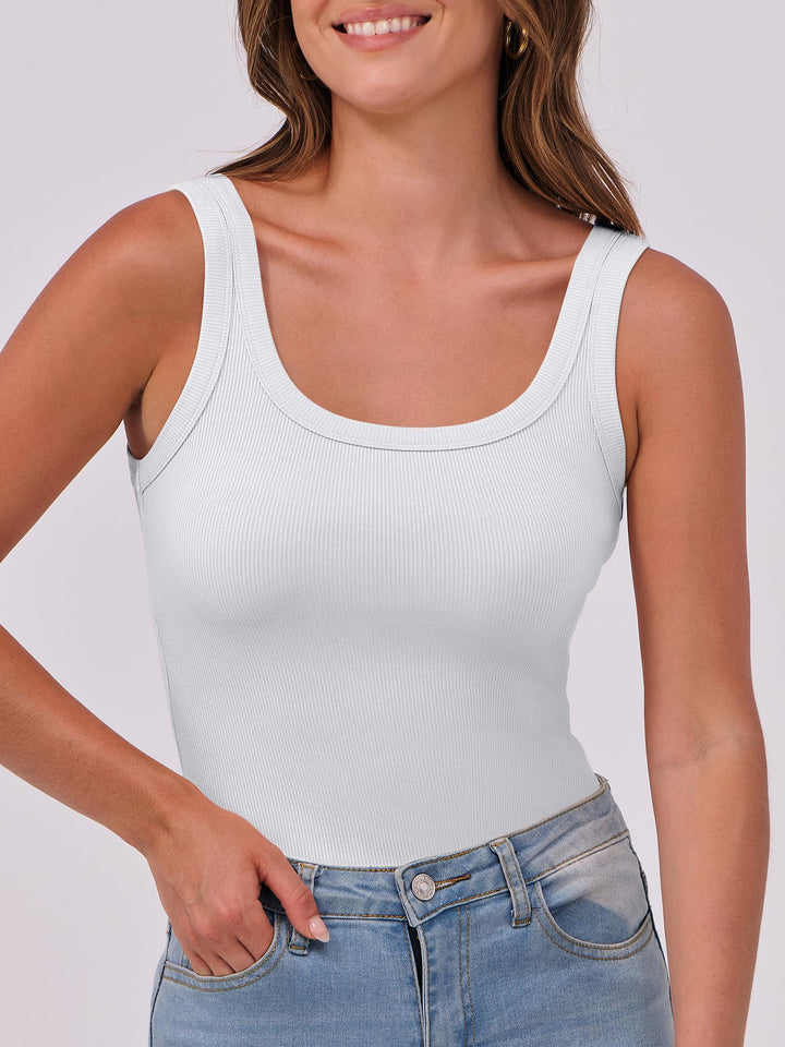 ANRABESS Womens Sleeveless Scoop Neck Tank Top Ribbed Fitted Summer Basic Slim Cute Tops 2026