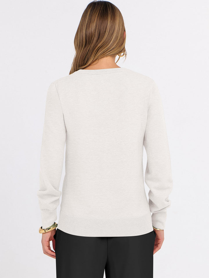 ANRABESS Women's Wool Blend V-Neck Long Sleeve Sweater