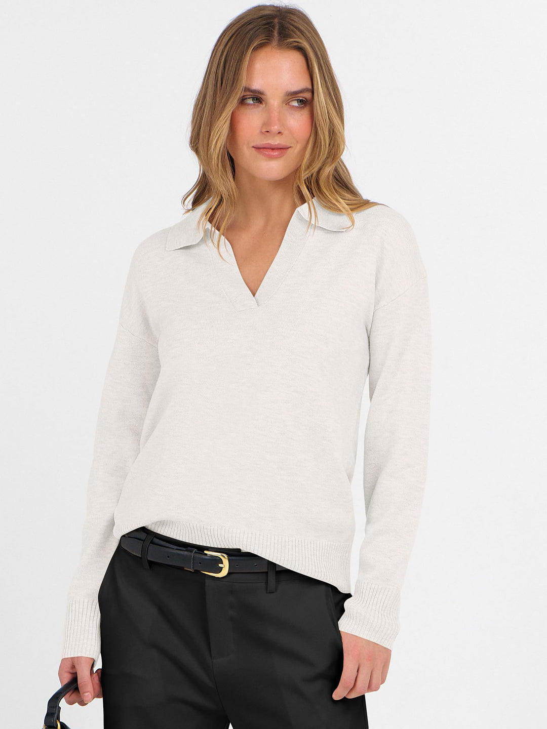 ANRABESS Women's Lightweight Polo V-Neck Knit Sweater