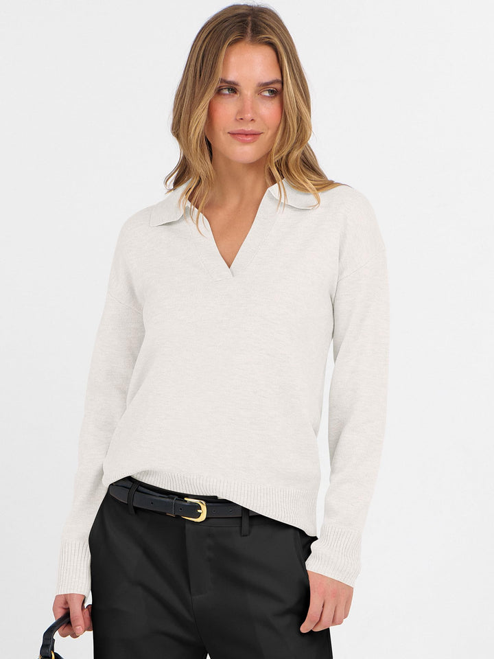 ANRABESS Women's Lightweight Polo V-Neck Knit Sweater