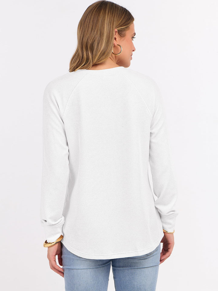 ANRABESS Long Sleeve Waffle Knit Shirts for Women Spring Fall Dressy Casual Button Up V Neck Henley Tops Loose Basic Tees Winter Clothes