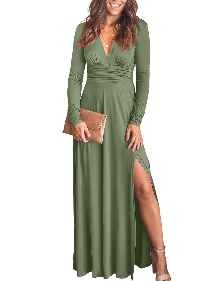 ANRABESS Women's Deep V-Neck Cocktail Evening Maxi Dress