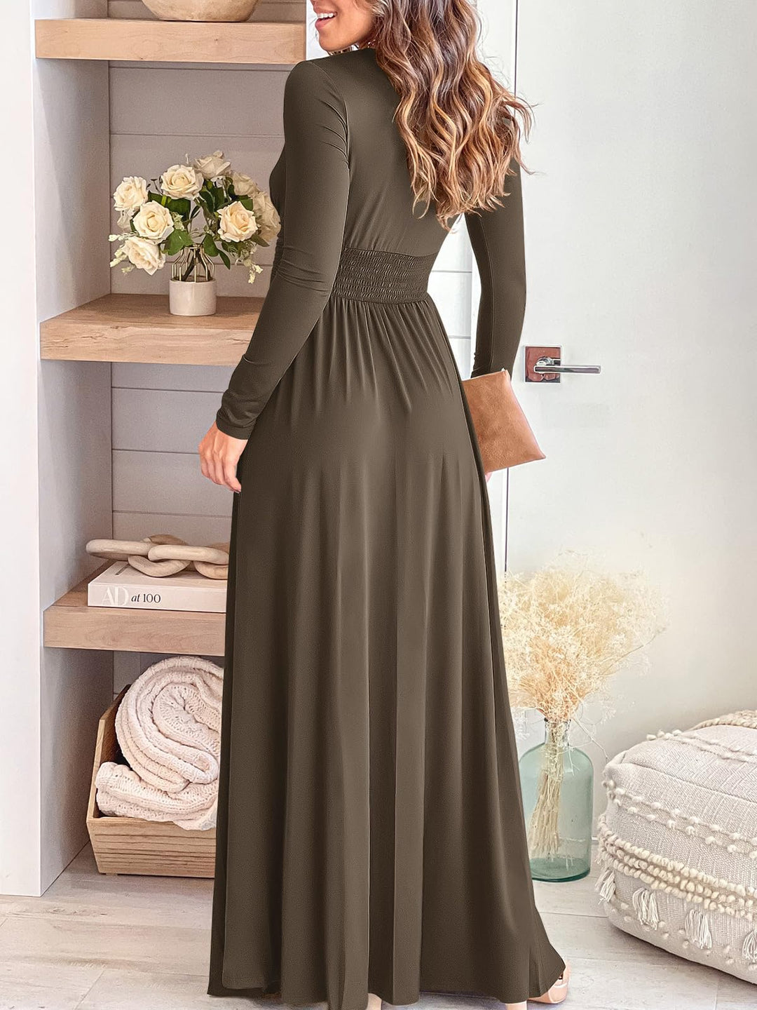 ANRABESS Women's Deep V-Neck Cocktail Evening Maxi Dress