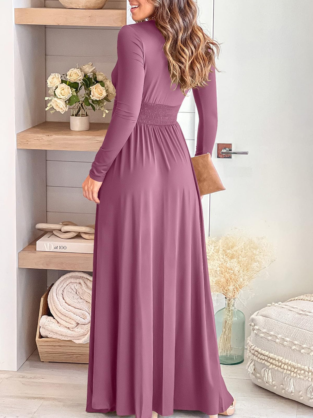 ANRABESS Women's Deep V-Neck Cocktail Evening Maxi Dress