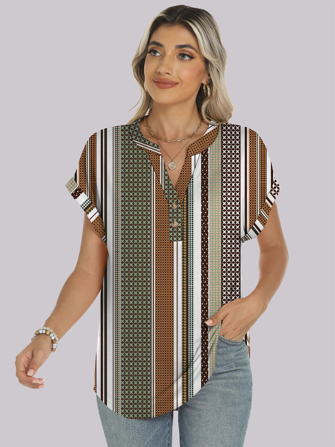 ANRABESS Womens Short Sleeve Henley Tops V Neck Dressy Casual Blouses Summer Trendy Tee Shirts 2026 Vacation Fashion Clothes