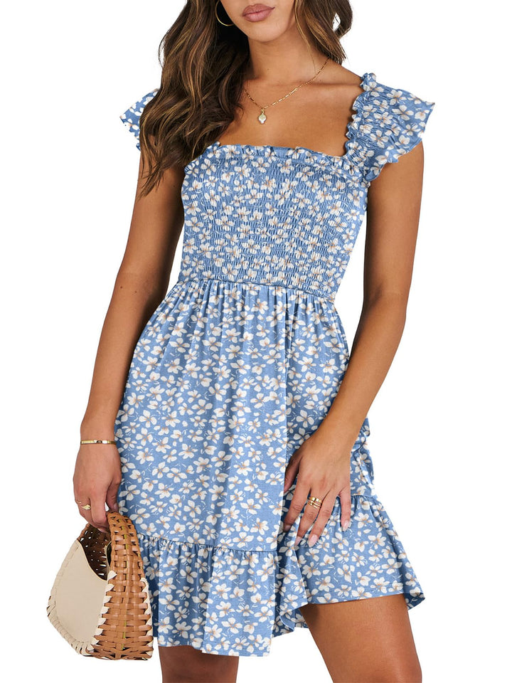 ANRABESS Boho Sleeveless Square Neck Beach Dress
