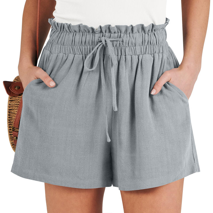 ANRABESS Linen Shorts for Women Summer Casual Wide Leg Loose High Waist Drawstring Dressy Shorts 2026 Beach Vacation Clothes