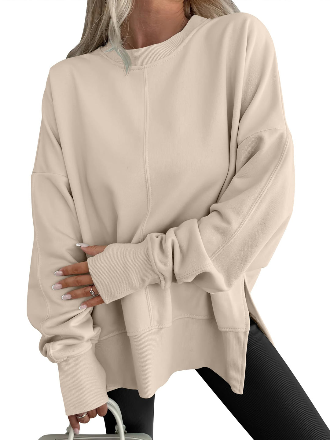 ANRABESS Oversized Sweatshirts for Women Thumbhole Long Sleeve Hoodies Shirts Fall Side Slit Pullover Fashion Top Teen Y2k Outfits