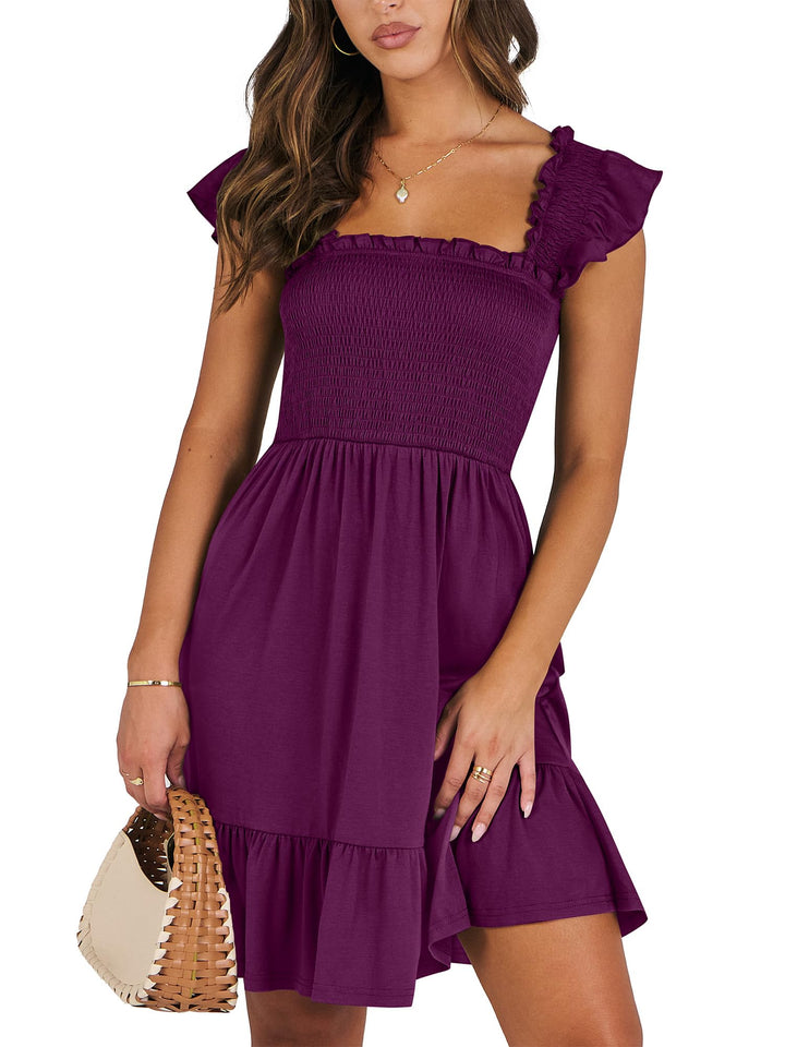 ANRABESS Boho Sleeveless Square Neck Beach Dress