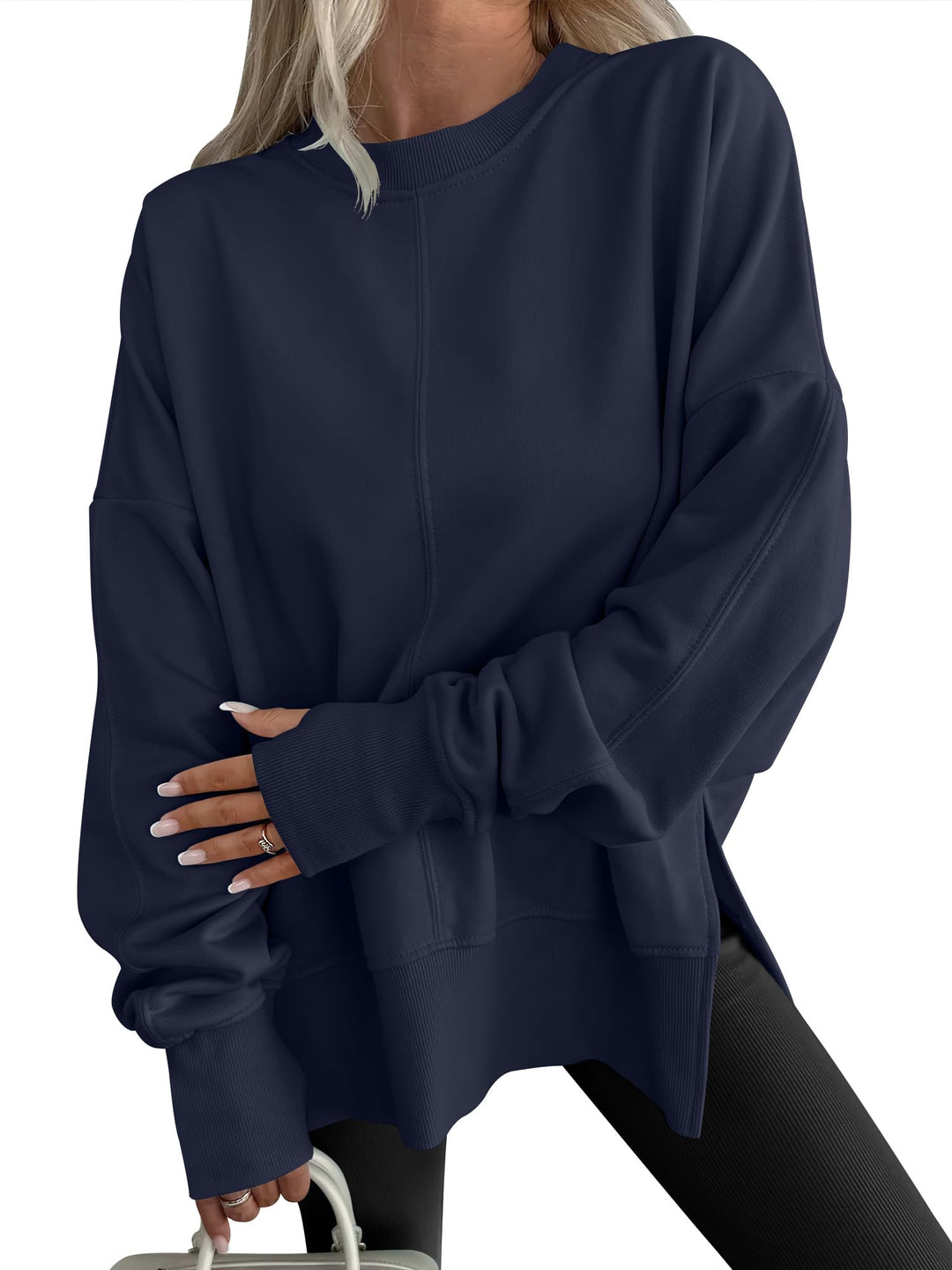 ANRABESS Oversized Sweatshirts for Women Thumbhole Long Sleeve Hoodies Shirts Fall Side Slit Pullover Fashion Top Teen Y2k Outfits