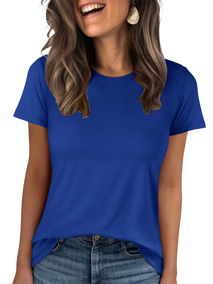 ANRABESS Summer T Shirts for Women, Round Neck Short Sleeve Tops for Women 2026 WrinkleFree Comfy Tshirt Basic Tee Casual Workout Tops Vacation Outfits