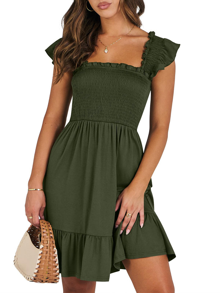 ANRABESS Boho Sleeveless Square Neck Beach Dress