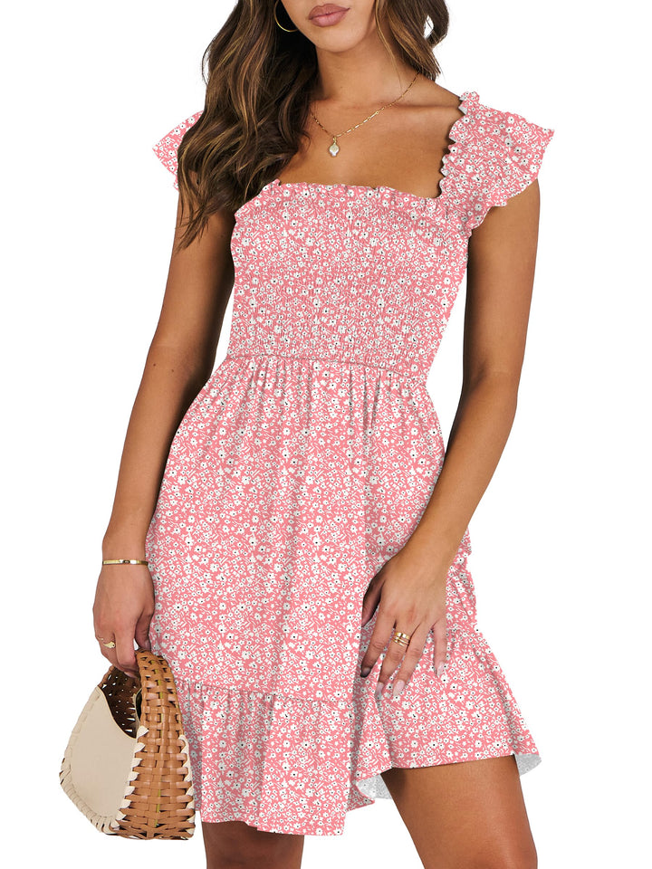 ANRABESS Boho Sleeveless Square Neck Beach Dress