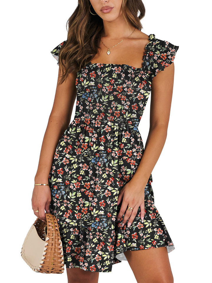 ANRABESS Boho Sleeveless Square Neck Beach Dress