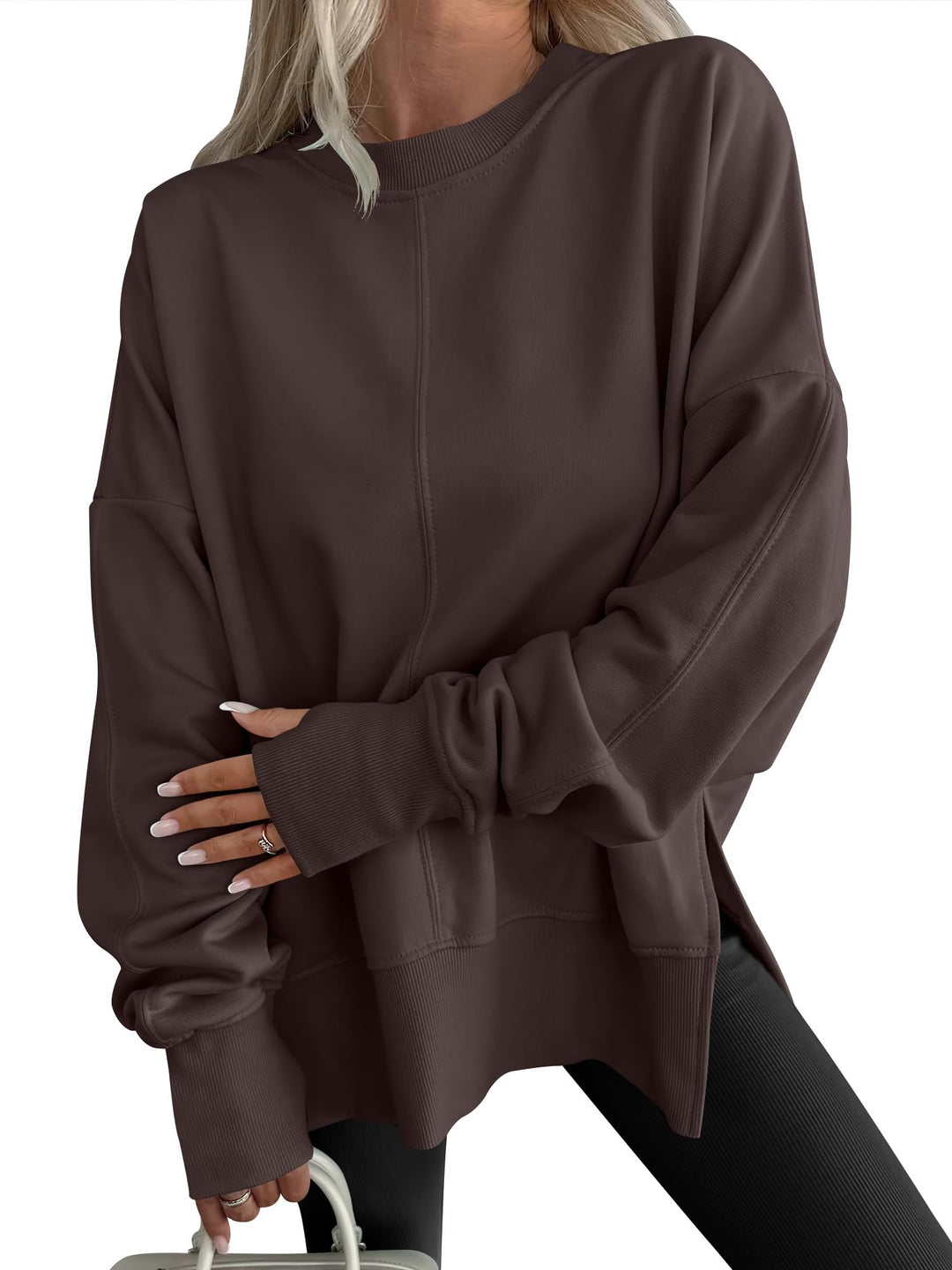 ANRABESS Oversized Sweatshirts for Women Thumbhole Long Sleeve Hoodies Shirts Fall Side Slit Pullover Fashion Top Teen Y2k Outfits