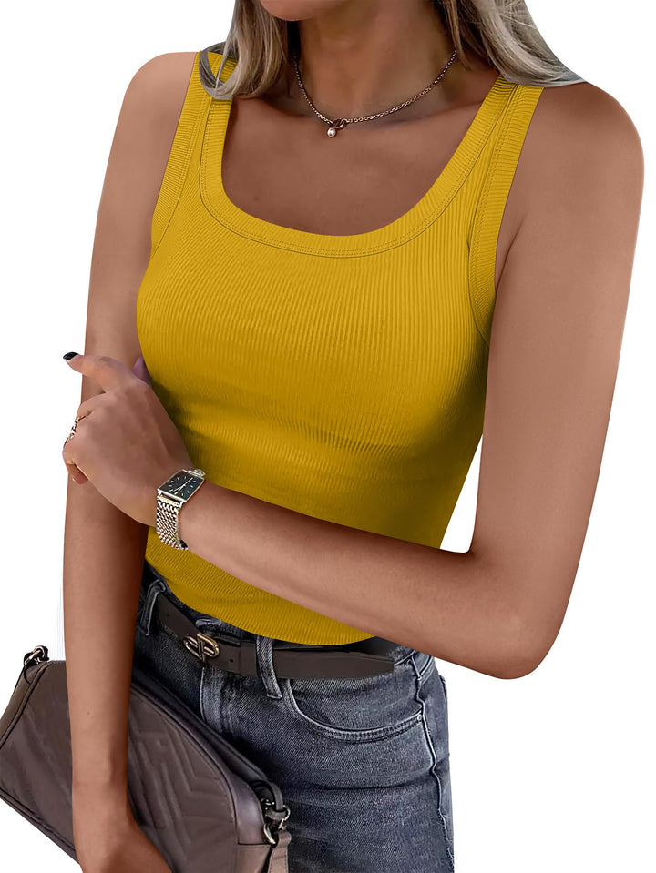 ANRABESS Womens Sleeveless Scoop Neck Tank Top Ribbed Fitted Summer Basic Slim Cute Tops 2026