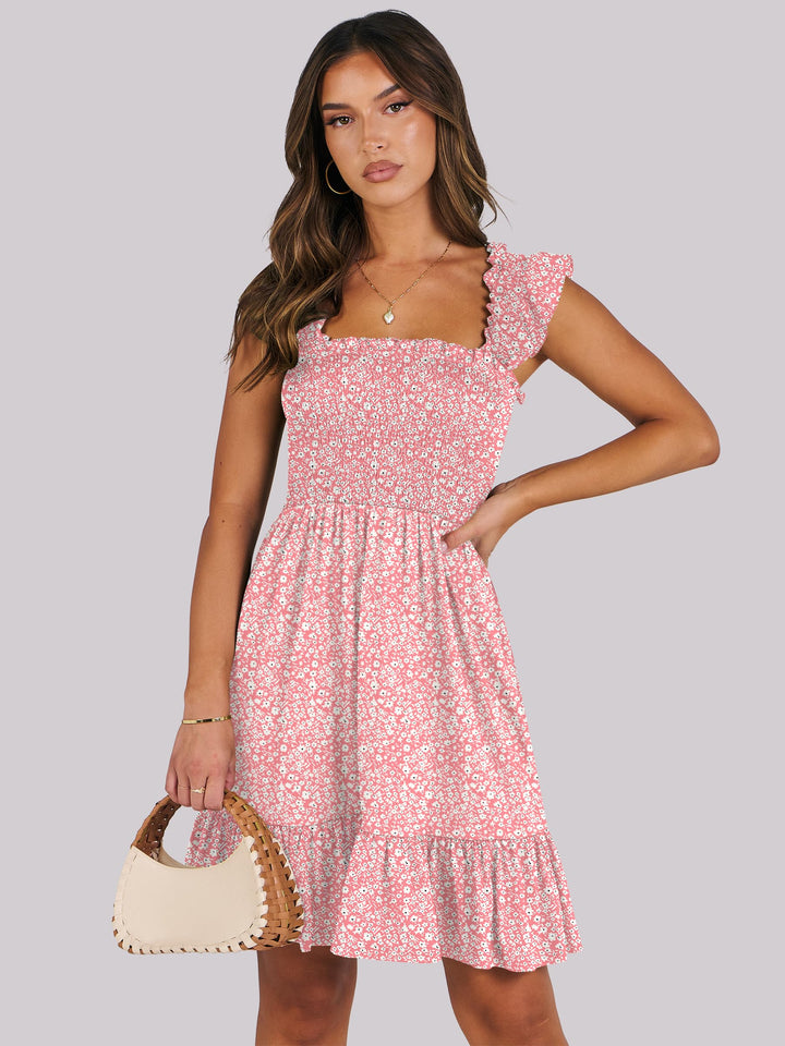 ANRABESS Boho Sleeveless Square Neck Beach Dress