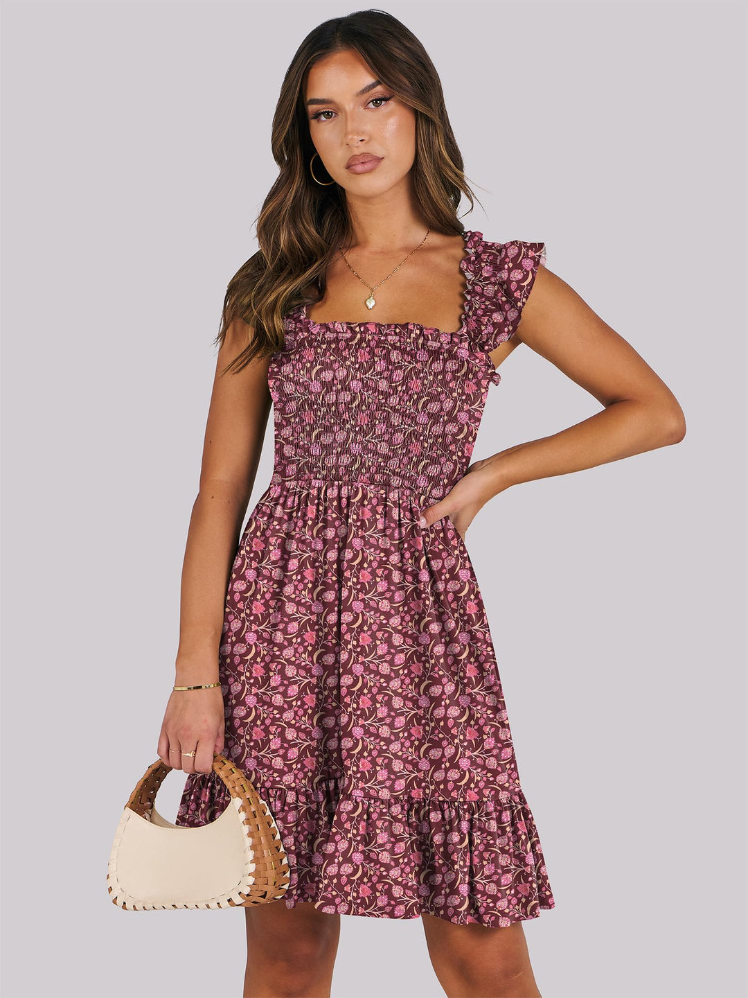 ANRABESS Boho Sleeveless Square Neck Beach Dress
