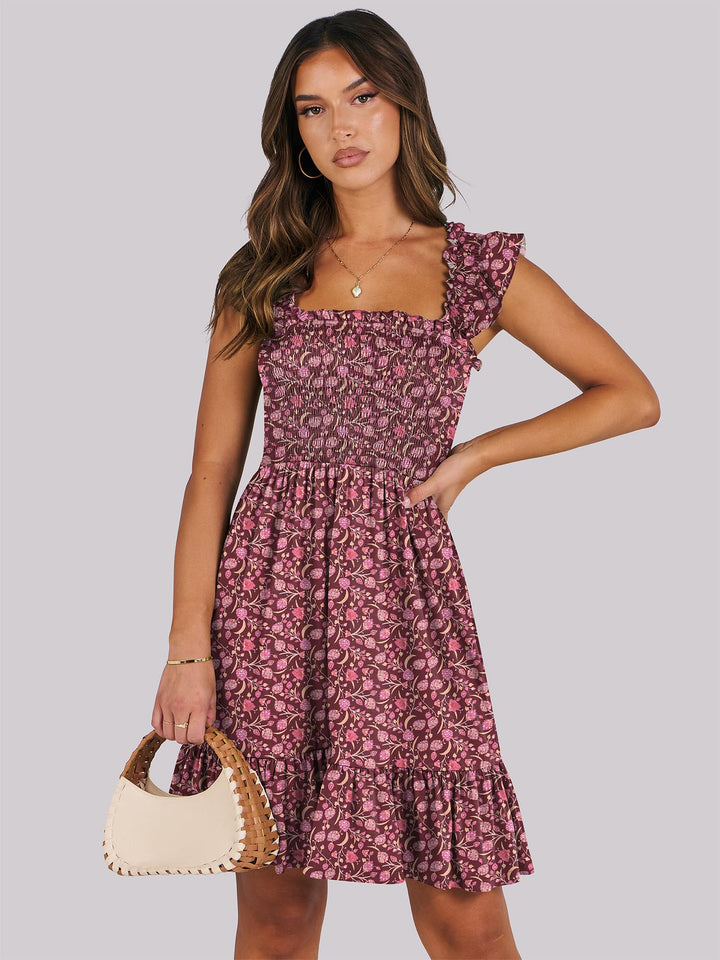 ANRABESS Boho Sleeveless Square Neck Beach Dress