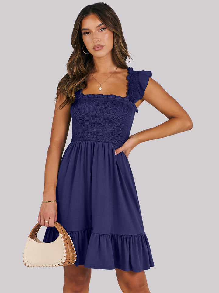 ANRABESS Boho Sleeveless Square Neck Beach Dress