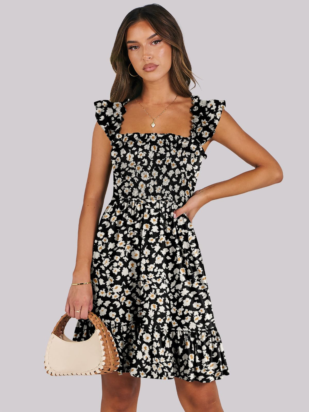 ANRABESS Boho Sleeveless Square Neck Beach Dress