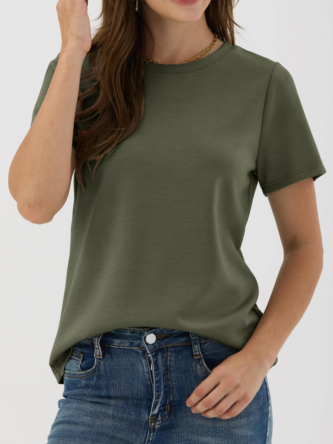 ANRABESS Summer T Shirts for Women, Round Neck Short Sleeve Tops for Women 2026 WrinkleFree Comfy Tshirt Basic Tee Casual Workout Tops Vacation Outfits