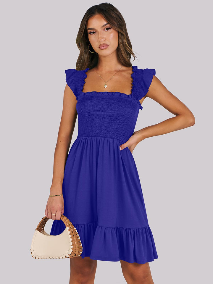 ANRABESS Boho Sleeveless Square Neck Beach Dress