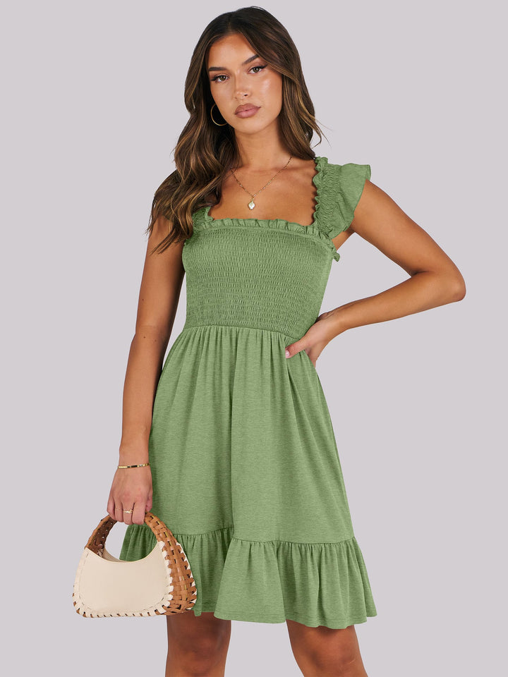 ANRABESS Boho Sleeveless Square Neck Beach Dress
