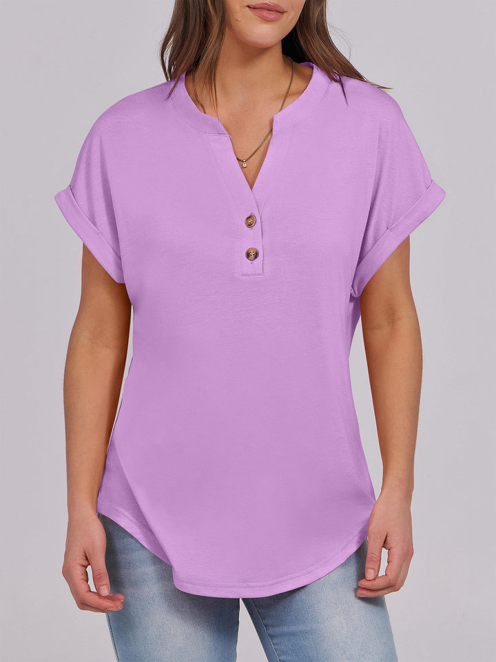 ANRABESS Womens Short Sleeve Henley Tops V Neck Dressy Casual Blouses Summer Trendy Tee Shirts 2026 Vacation Fashion Clothes