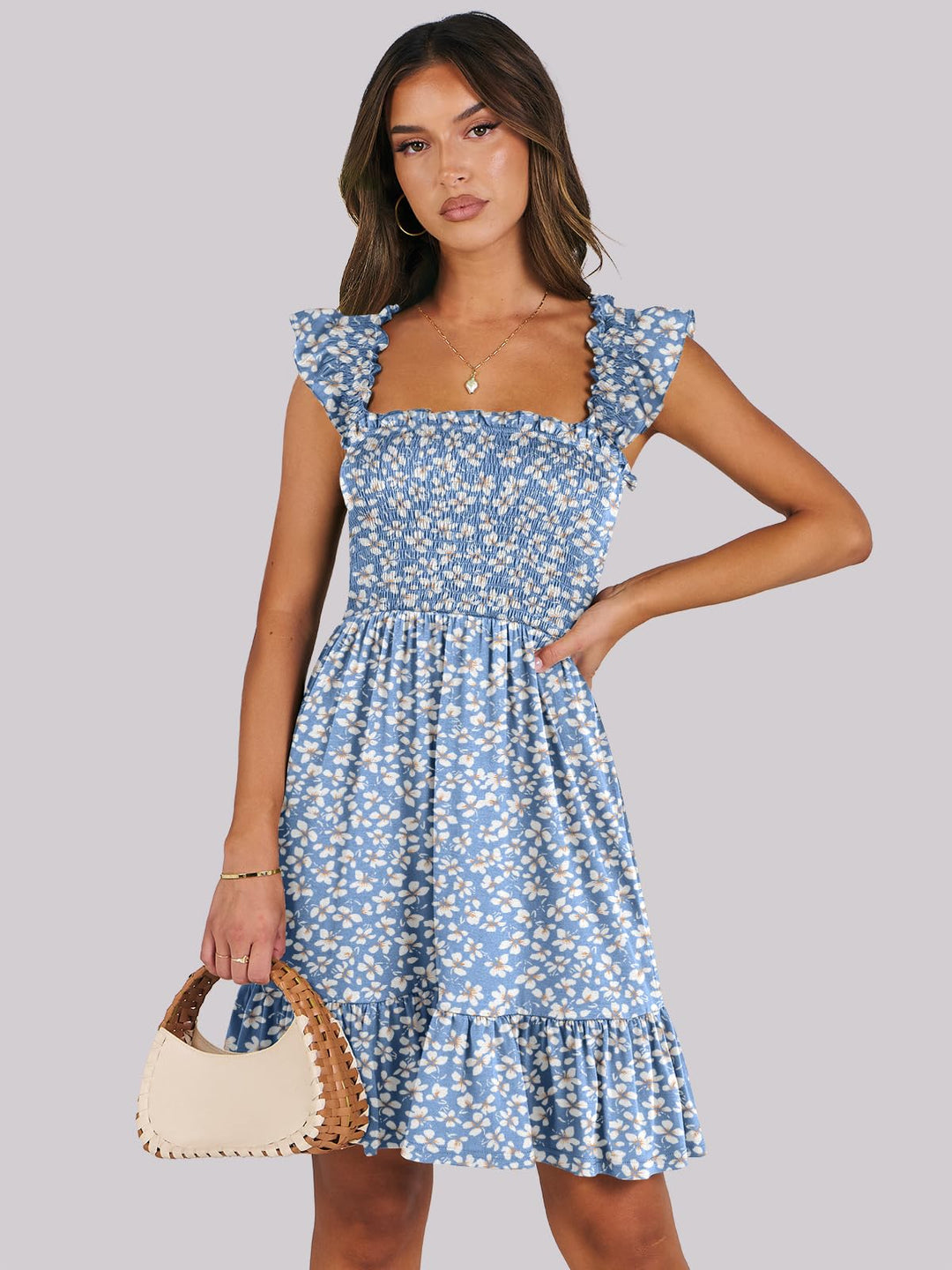 ANRABESS Boho Sleeveless Square Neck Beach Dress