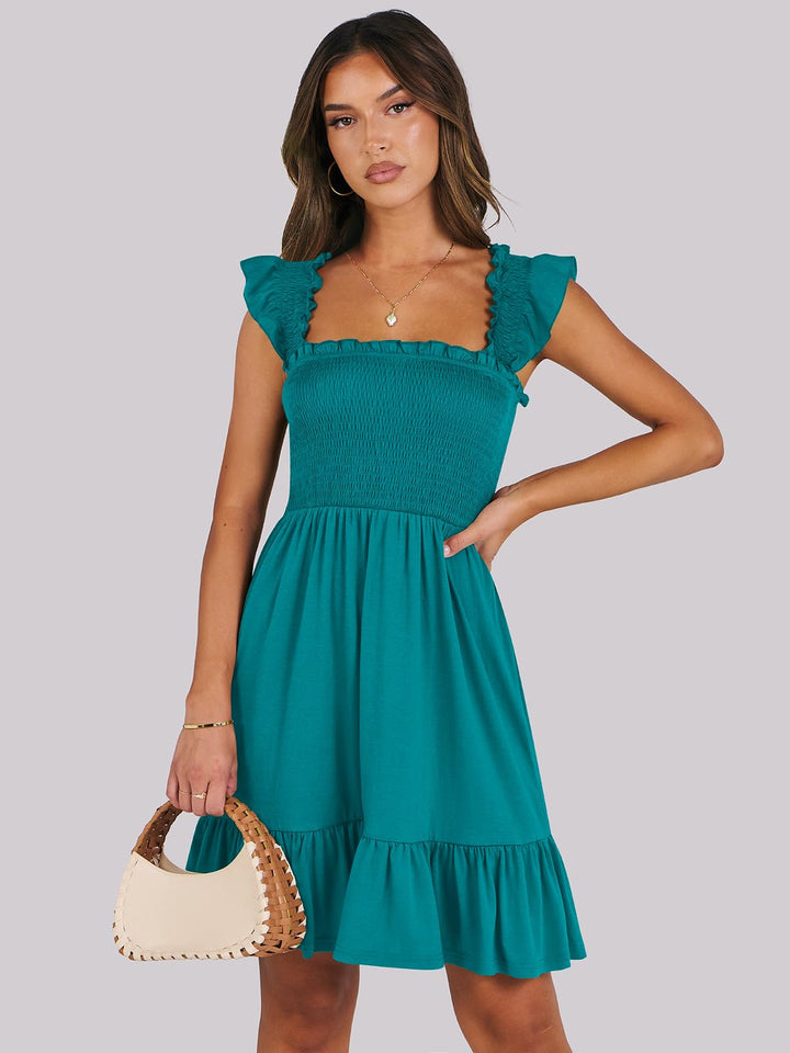 ANRABESS Boho Sleeveless Square Neck Beach Dress