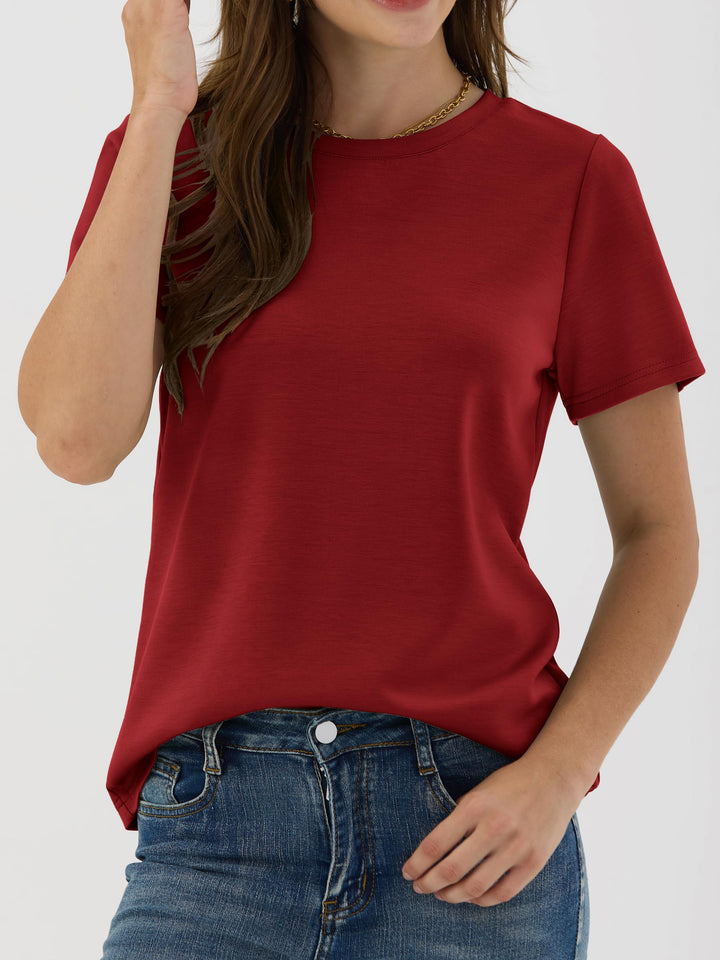 ANRABESS Summer T Shirts for Women, Round Neck Short Sleeve Tops for Women 2026 WrinkleFree Comfy Tshirt Basic Tee Casual Workout Tops Vacation Outfits