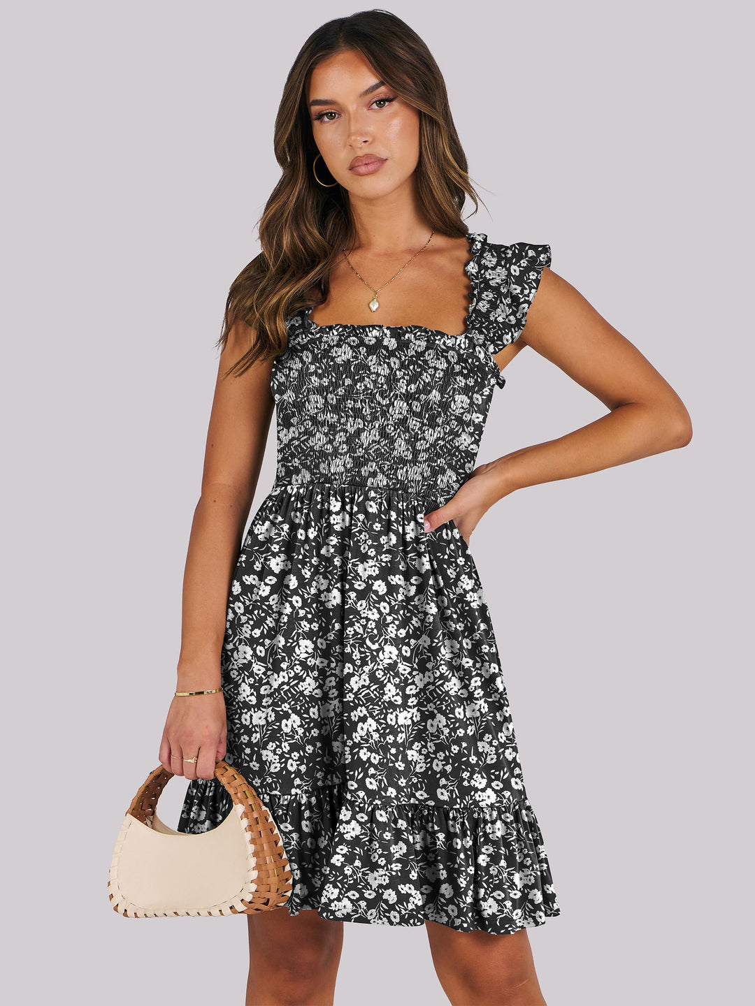 ANRABESS Boho Sleeveless Square Neck Beach Dress