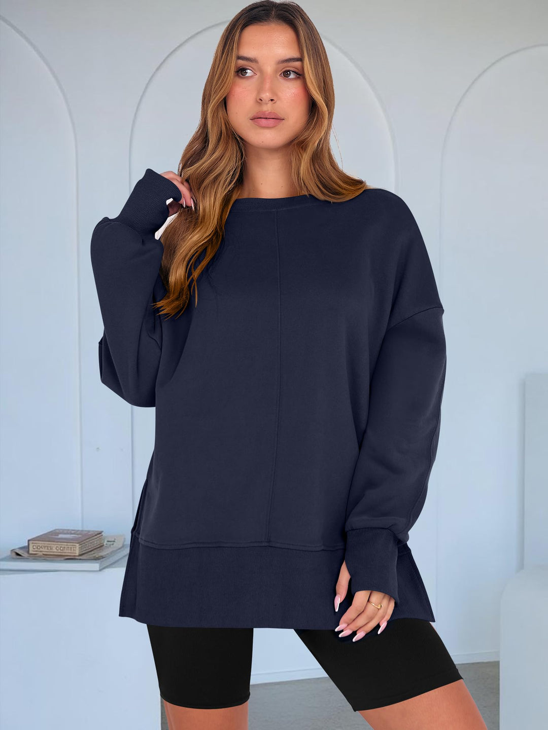ANRABESS Oversized Sweatshirts for Women Thumbhole Long Sleeve Hoodies Shirts Fall Side Slit Pullover Fashion Top Teen Y2k Outfits