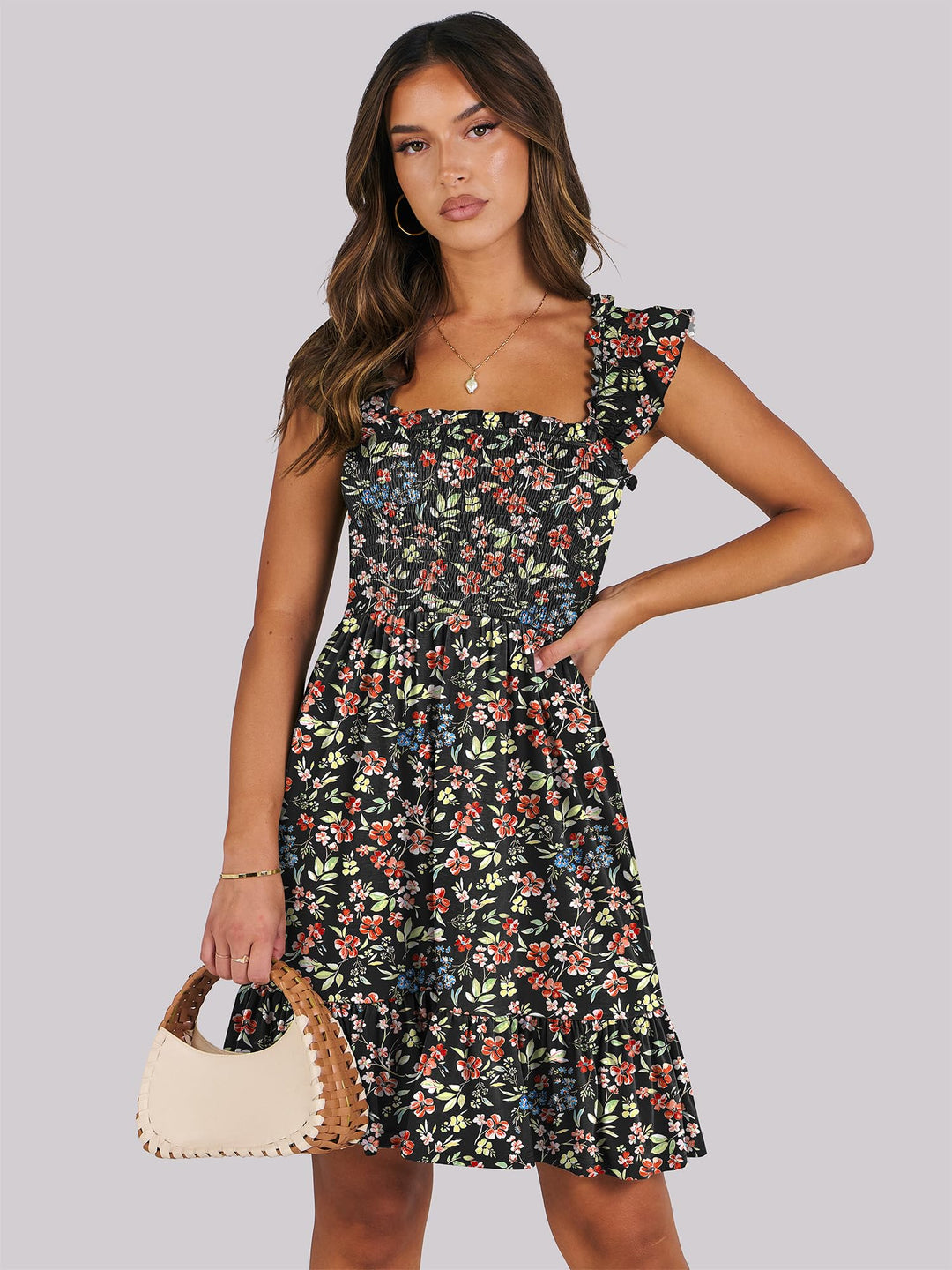 ANRABESS Boho Sleeveless Square Neck Beach Dress