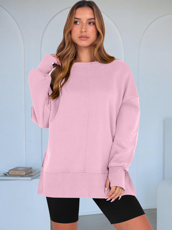 ANRABESS Oversized Sweatshirts for Women Thumbhole Long Sleeve Hoodies Shirts Fall Side Slit Pullover Fashion Top Teen Y2k Outfits