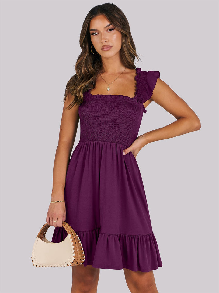 ANRABESS Boho Sleeveless Square Neck Beach Dress
