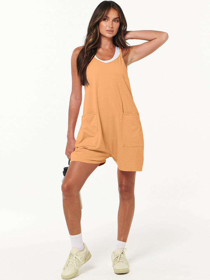 ANRABESS Summer Jumpsuits for Women 2026 Casual Adjustable Spaghetti Strap Rompers for Women Outfits Sleeveless Loose Shorts Overalls with Pockets