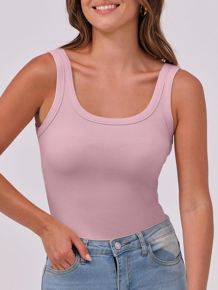 ANRABESS Womens Sleeveless Scoop Neck Tank Top Ribbed Fitted Summer Basic Slim Cute Tops 2026